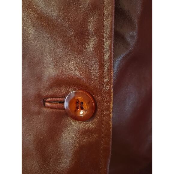 Vtg Steve Madden Womens Brick Red Leather Jacket Nylon Lining Y2k 2000s Large - Picture 2 of 8